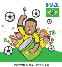 Fans cheering Brazil soccer team - vector