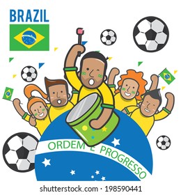 Fans cheering Brazil soccer team - vector