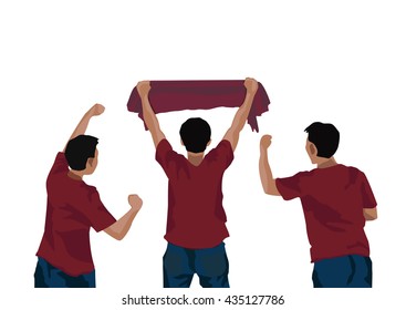 Fans Cheering with flag or banner on white background, this design can be used for sport or concert banner, advertising, promotion in vector illustration EPS10