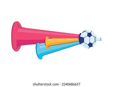 Fans cheering team composition with isolated icon of colored fan accessory on blank background vector illustration