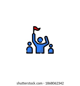 Fans club icon. Soccer or football icon. Simple, flat, outline, color, black.