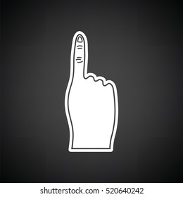 Fans foam finger icon. Black background with white. Vector illustration.