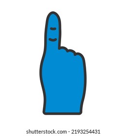 Fans Foam Finger Icon. Editable Bold Outline With Color Fill Design. Vector Illustration.