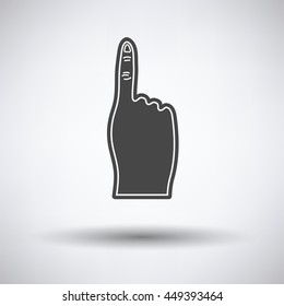 Fans foam finger icon on gray background, round shadow. Vector illustration.