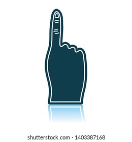 Fans Foam Finger Icon. Shadow Reflection Design. Vector Illustration.