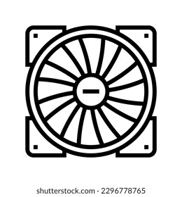 vectores de iconos de la línea pc de juegos de fans. señal de pc de juegos de fans. símbolo de contorno aislado ilustración negra