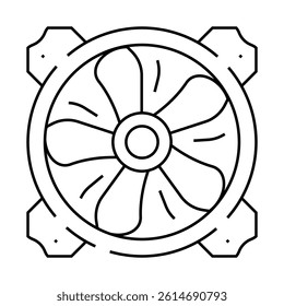 fans gaming pc line icon vector. fans gaming pc sign. isolated contour symbol black illustration