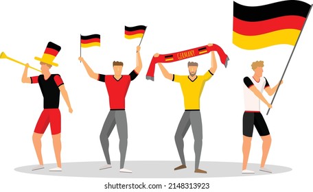 Fans From Germany. Cheering People. Vector Illustration.