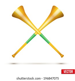 Fans' horn to support athletes at competitions. Golden pipe Venezuela.Vector isolated on white background