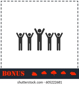Fans icon flat. Simple vector symbol and bonus icon