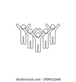 Fans line icon flat. Simple vector symbol and bonus icon. Successful business,  people hands up