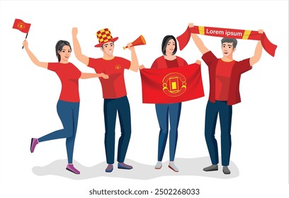 fans sport icon logo sign art yellow design fans team joy cup fun vector ball game flag template male men boy girl young the red reds devil party set pose fun glory lover cheer old famous sport team