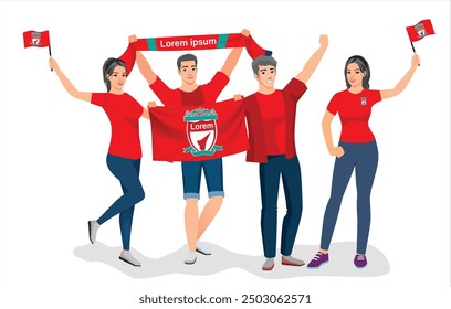 fans sport icon logo sign art yellow design fans team joy cup fun vector ball game flag template male men boy girl young fa flag reds city party set pose fc fun glory lover cheer old famous sport team