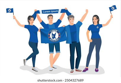 fans sport icon logo sign art yellow design fans team joy cup fun vector ball game flag fc London male men boy girl young fa blue blues city party set pose fun glory lover cheer old famous sport team