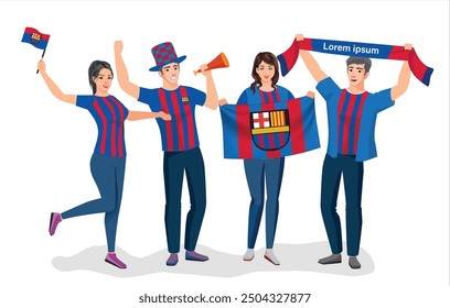 fans sport icon logo sign art yellow design fans team joy cup fun vector ball liga game flag fc Spain Barca male men boy girl young la city party set pose fun glory lover cheer nou famous sport team