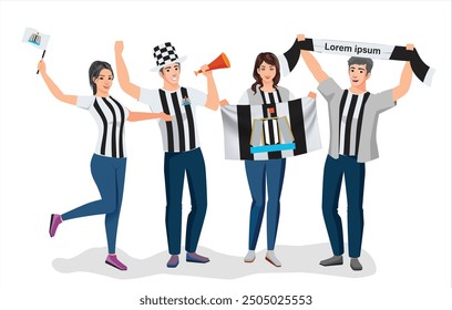 fans sport icon logo sign art design fans team joy cup fun vector ball game flag fc male men boy girl young fa black white city party set pose fun glory lover cheer old famous sport team