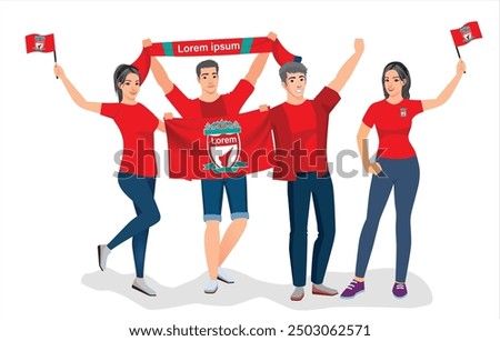 fans sport icon logo sign art yellow design fans team joy cup fun vector ball game flag template male men boy girl young fa flag reds city party set pose fc fun glory lover cheer old famous sport team