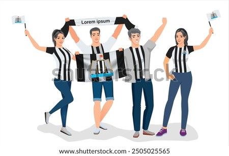 fans sport icon logo sign art design fans team joy cup fun vector ball game flag fc male men boy girl young fa black white city party set pose fun glory lover cheer old famous sport team