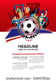 fans supporter soccer football cheer up. vector illustration background. logo sport team. poster template design 