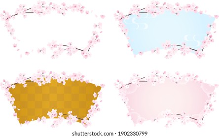 colección de marcos en forma de abanico de flores de cerezo