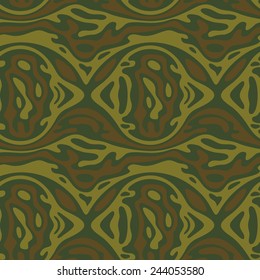 Fantasia on a Theme of camouflage. Abstract ornament. Seamless pattern.