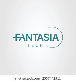 Fantasia Tech Empresa Logo Tipo Ilustração Vetor