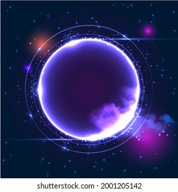 Fantastic abstract background. Bright circles in the clouds.