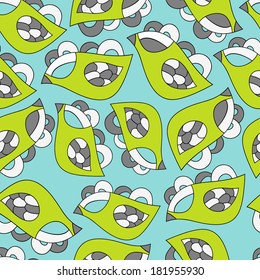 Fantastic abstract continuous bird with wings seamless vector pattern. Seamless pattern can be used for web page backgrounds, wallpapers,pattern.Spring bright juicy colors white lime beige.