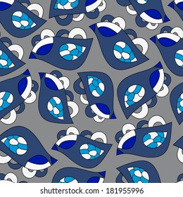 Fantastic abstract continuous bird with wings seamless vector pattern. Seamless pattern can be used for web page backgrounds, wallpapers,pattern.Spring bright juicy colors blue gray blue white.