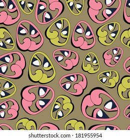 Fantastic abstract continuous heart seamless vector pattern. Seamless pattern can be used for web page backgrounds, wallpapers,pattern.Spring bright juicy colors pink yellow white.