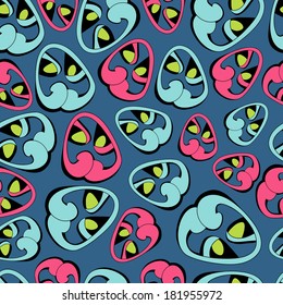 Fantastic abstract continuous heart seamless vector pattern. Seamless pattern can be used for web page backgrounds, wallpapers,pattern.Spring bright juicy colors pink blue red.