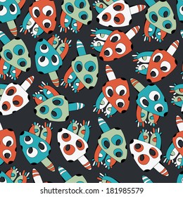 Fantastic abstract continuous mushrooms with wings seamless vector pattern. Seamless pattern can be used for web page backgrounds, wallpapers,pattern.Spring bright juicy colors.