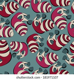 Fantastic abstract continuous snails seamless vector pattern. Seamless pattern can be used for web page backgrounds, wallpapers,pattern.Spring bright juicy colors purple blue beige.