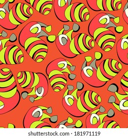 Fantastic abstract continuous snails seamless vector pattern. Seamless pattern can be used for web page backgrounds, wallpapers,pattern.Spring bright juicy colors orange yellow black.