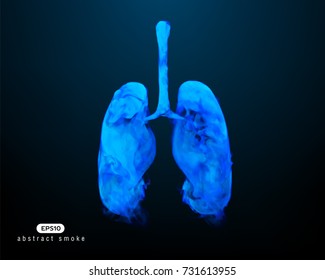 Fantastic abstract vector illustration of human lungs. Smoky shape.