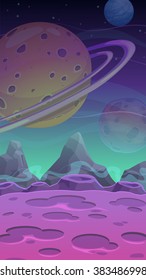 Fantastic alien landscape, vector space illustration, vertical format for mobile phone screen