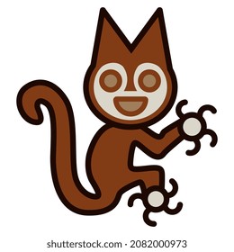 Fantastic animal. Cat or squirrel. Paracas textile. Native American ethnic art of ancient Peru. Isolated vector illustration.