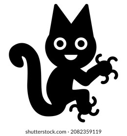 Fantastic animal. Cat or squirrel. Paracas textile. Native American ethnic art of ancient Peru. Black and white silhouette.