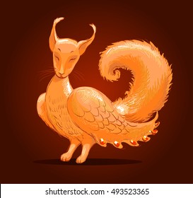 fantastic animal (fox-bird), a cute illustration, hand sketch, a picture with a funny creature. Suitable for labels, stickers, logo, child's play, or print on clothes. vector drawing