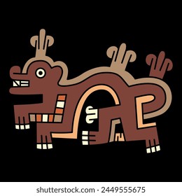 Fantastic animal. Native American art of ancient Peru. Wari Andean culture. Ethnic indigenous design.