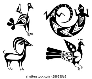 Fantastic animals and birds of Aztecs