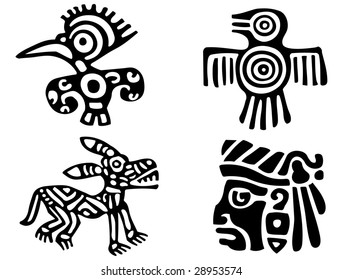 Fantastic animals and birds of Aztecs