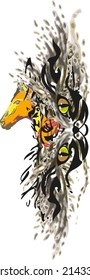 Fantastic animals splashes on white for your creative ideas. Horse head, phoenix, fox eyes and snake element for interior solutions, fashion trends, posters and textiles, etc.