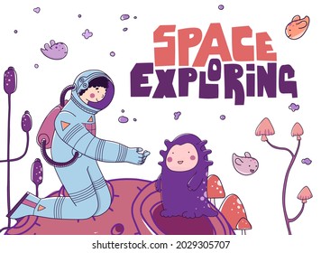 Fantastic astronaut travel alien, great design for any purposes. Abstract banner