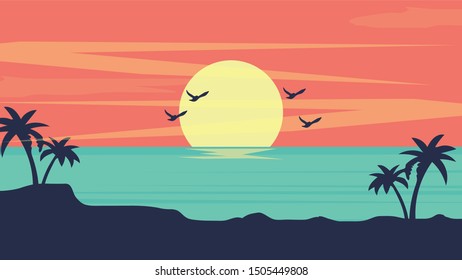 Fantastic background of beach at sunset Vector