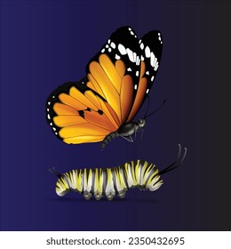 fantastic background with colored butterflies flying