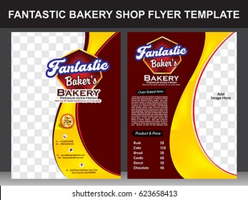 Fantastic Bakery Shop Flyer Template Design Vector Illustration