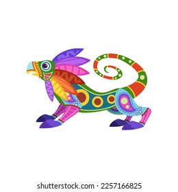 Fantastic beast as traditional Mexican decorative element isolated on white background. Colorful Mexican alebrije vector illustration. Mexico, decoration, celebration concept