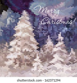 Fantastic beautiful vector winter landscape.  Christmas card.