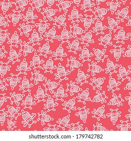 Fantastic bees continuous seamless vector patterns. Pattern can be used for wallpaper pattern fills surface textures. Stylish bright shades different colors. white pink